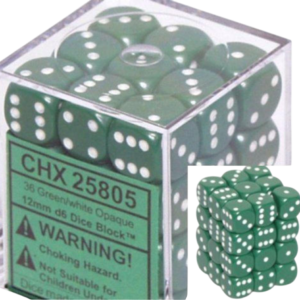 CHX 36 Dice (Emerald/White)